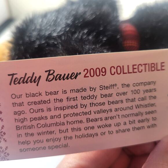 Steiff Teddy Bear Black Plaid Scarf  # 673054 Collectible Eddie Bauer 2009 - Picture 9 of 16